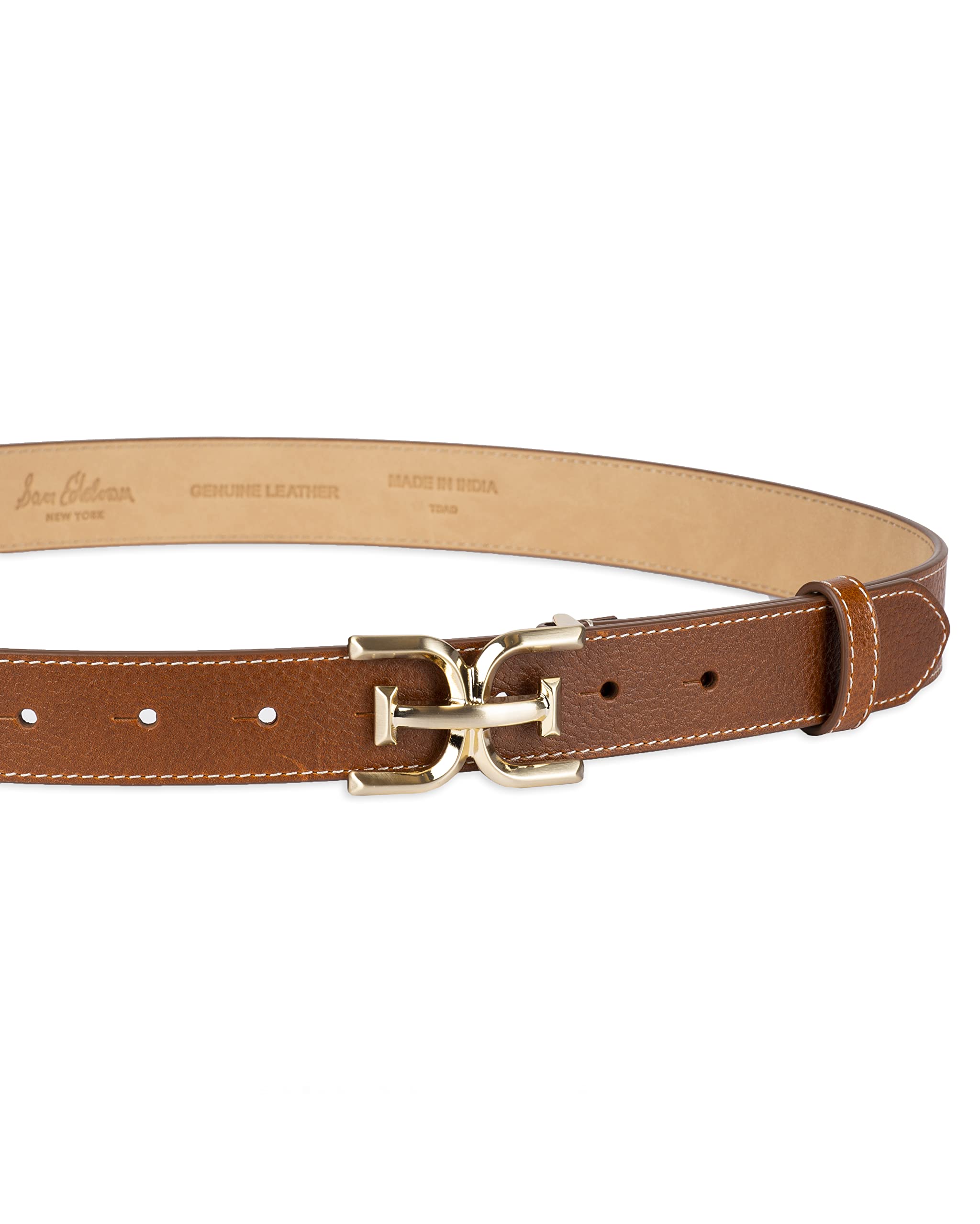 Sam Edelman Women's Fashion Double-E Plaque Logo Buckle Slim Textured Belt for Jeans, Dresses and Trousers - Image 5